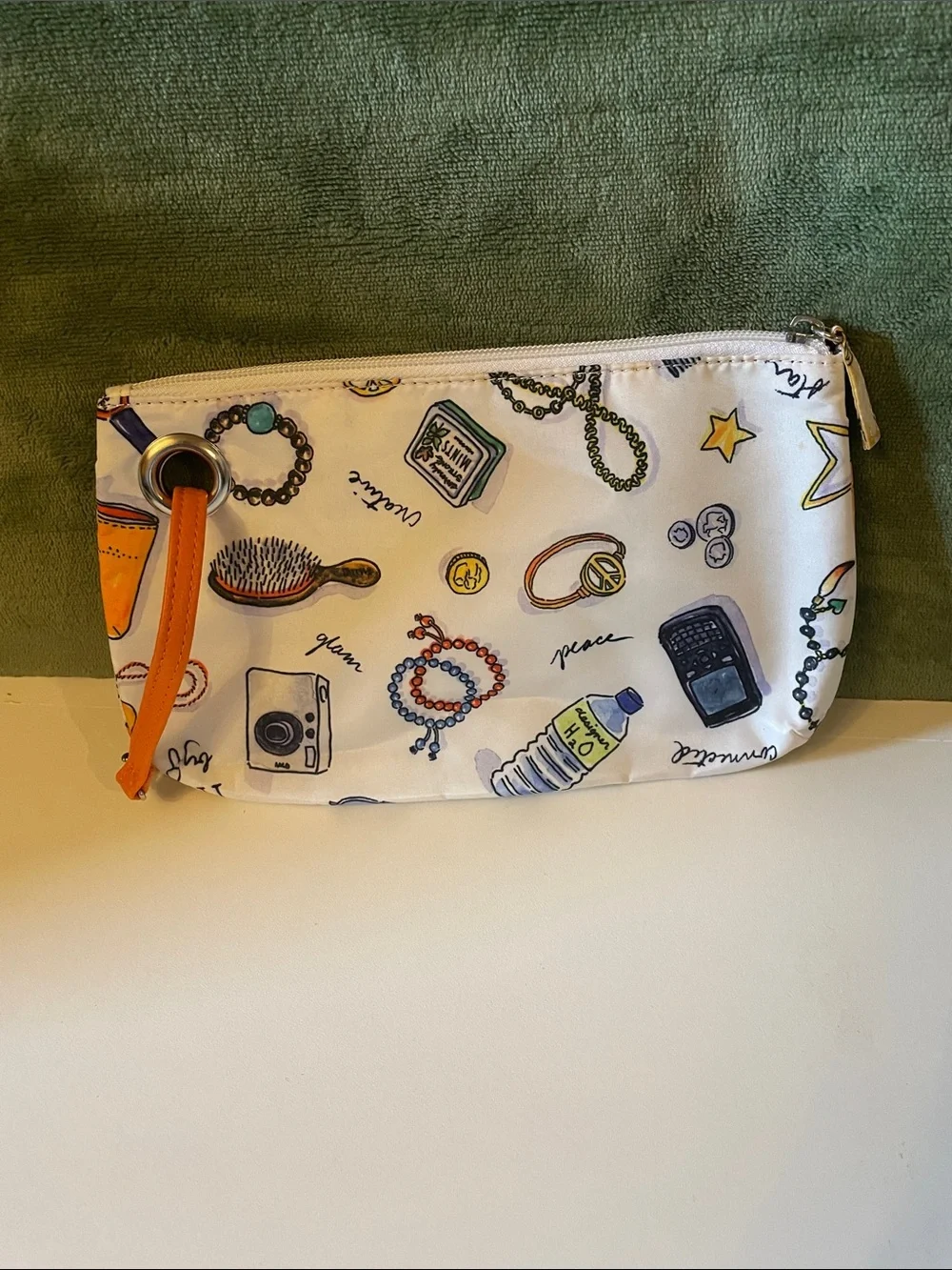 3 Piece Set of Cosmetic Bags; 1-Orange(Non/leather), 2- Multicolored(Cloth)